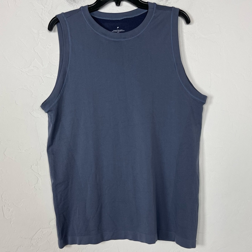 Fabletics Tank Top The Training Day Solid Blue Muscle Sleeveless Workout‎ Knit